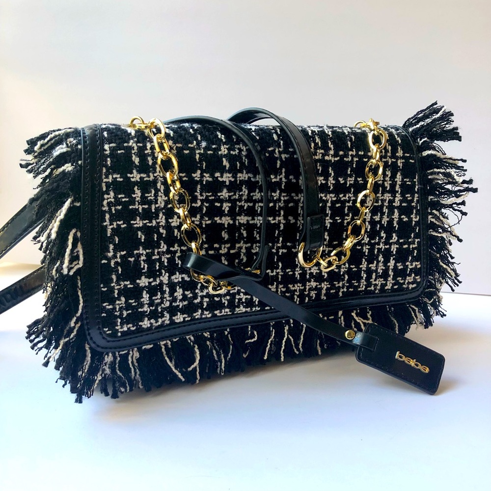 Black & white Bebe purse, new without tags